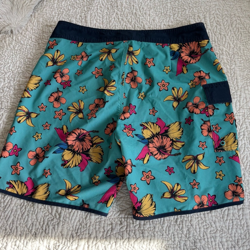 RVCA MEN’S TROPICAL TEAL TURQUOISE SWIM TRUNKS 33